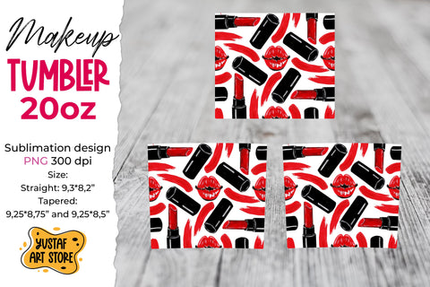 Lips & Lipstick Tumbler sublimation template. Woman tumbler Sublimation Yustaf Art Store 