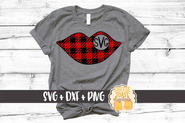 Lips Monogram - Buffalo Plaid - Valentine's Day SVG PNG DXF Cutting Files SVG Cheese Toast Digitals 