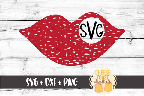 Lips Monogram - Distressed - Valentine's Day SVG PNG DXF Cutting Files SVG Cheese Toast Digitals 