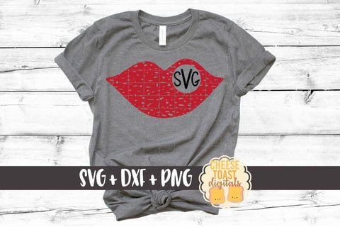 Lips Monogram - Distressed - Valentine's Day SVG PNG DXF Cutting Files SVG Cheese Toast Digitals 