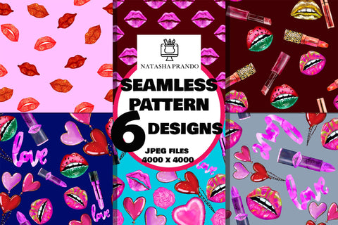 Lips Seamless Paper, Make up Digital Paper Digital Pattern Natasha Prando 