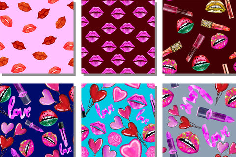 Lips Seamless Paper, Make up Digital Paper Digital Pattern Natasha Prando 