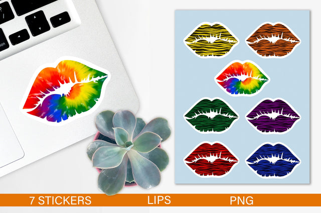 Lips Sticker Bundle | Rainbow Sticker Pack | LGBTQ Printable Sublimation Pfiffen's World 