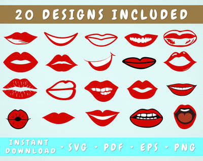 Lips SVG Bundle - 20 Designs SVG HappyDesignStudio 