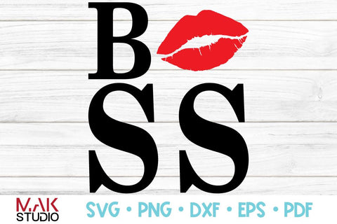 Lipstick boss print, Red lipstick boss svg, Lady boss svg, Lipstick kiss svg SVG MAKStudion 