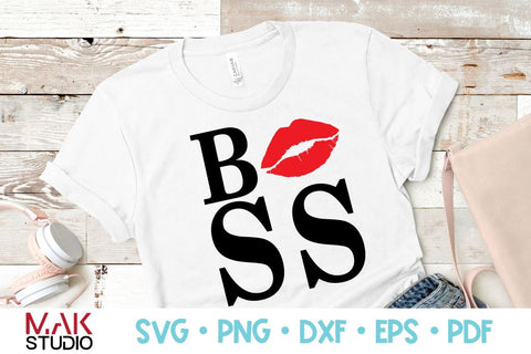 Lipstick boss print, Red lipstick boss svg, Lady boss svg, Lipstick kiss svg SVG MAKStudion 