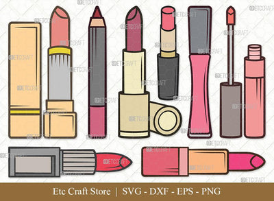 Lipstick Clipart SVG Cut File | Fashion Lipstick Svg | Womens Beauty Svg | Beauty Svg | Makeup Svg | Lips Makeup Svg | Matte Lipstick Svg | Lipstick Svg Bundle SVG ETC Craft 