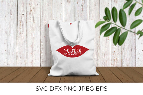 Lipstick Day calligraphy hand lettering on red lips SVG LaBelezoka 