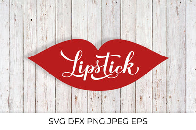 Lipstick Day calligraphy hand lettering on red lips SVG LaBelezoka 
