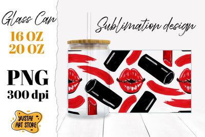 Lipstick Glass Can Sublimation design. Make up sublimation Sublimation Yustaf Art Store 
