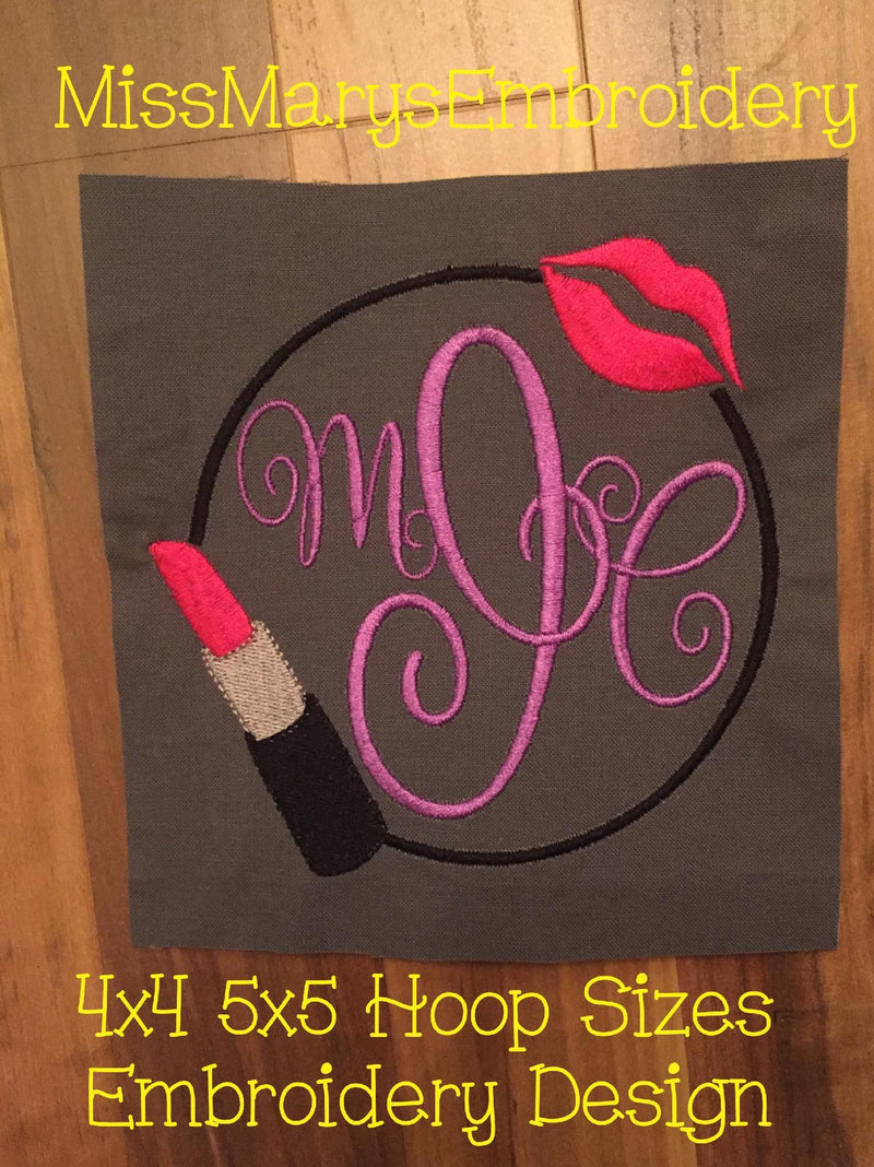 Lipstick Monogram Embroidery Frame Embroidery/Applique MissMarysEmbroidery 