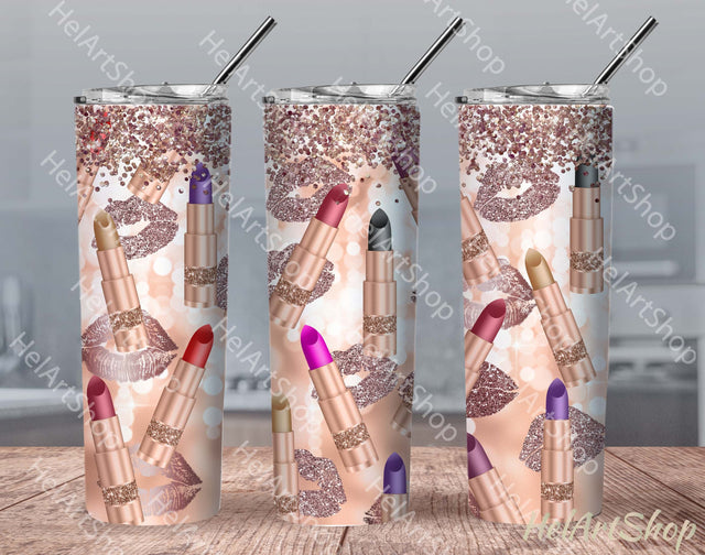 Lipstick Tumbler PNG Sublimation, Makeup Tumbler Png Sublimation _HelArtShop_ 