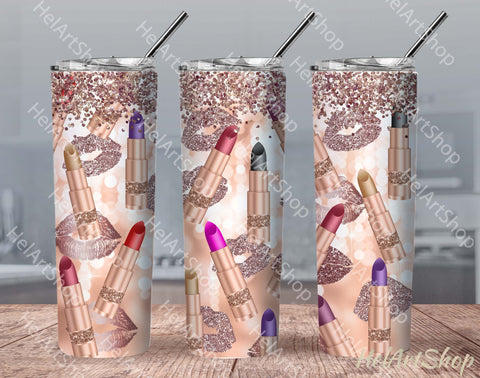 Lipstick Tumbler PNG Sublimation, Makeup Tumbler Png Sublimation _HelArtShop_ 
