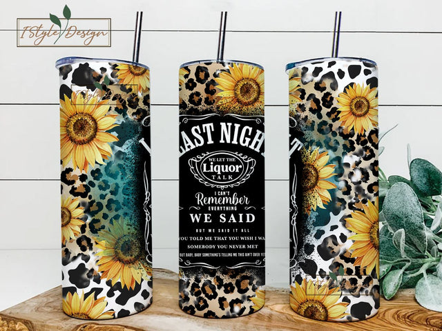 Liquor Talk Watercolor Tumbler Designs, sunflower 20oz Skinny Tumbler Wrap, Seamless Glitter Tumbler Template PNG Digital Download Sublimation iStyleDesign 