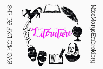 Literature School Subject Frame SVG MissMarysEmbroidery 