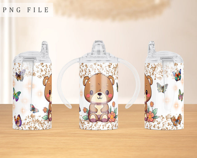 Little Bear Sippy Cup Wrap, 12oz Sippy Cup Sublimation Design, Baby Bear Sippy Cup PNG Sublimation HappyDesignStudio 