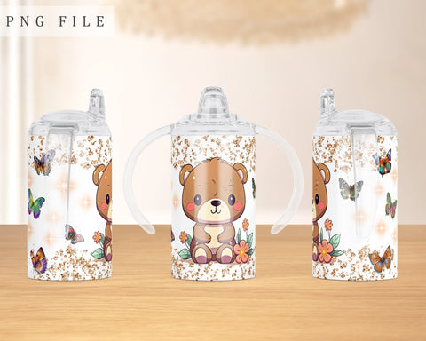 Little Bear Sippy Cup Wrap, 12oz Sippy Cup Sublimation Design, Baby Bear Sippy Cup PNG Sublimation HappyDesignStudio 