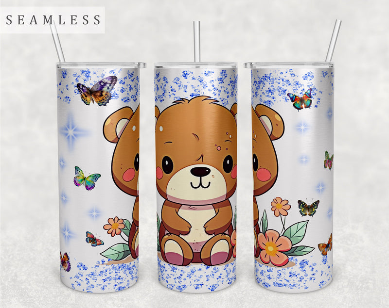 Little Bear Tumbler Wrap, 20oz Skinny Tumbler Sublimation Design, Cute Bear Tumbler PNG Sublimation HappyDesignStudio 