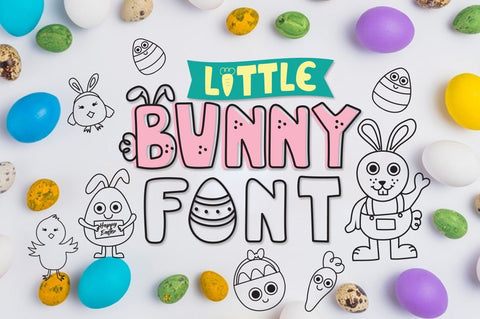 Little bunny font, easter doodles Font Cute files 