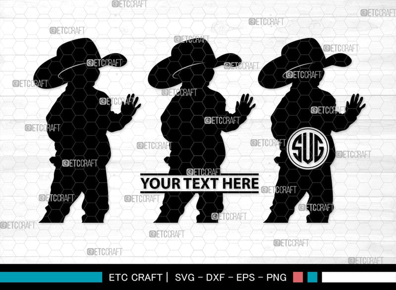 Little Cowboy Monogram, Little Cowboy Silhouette, Little Cowboy SVG, Rodeo Horse Svg, Cowboy Svg, Western Svg, SB00193 SVG ETC Craft 