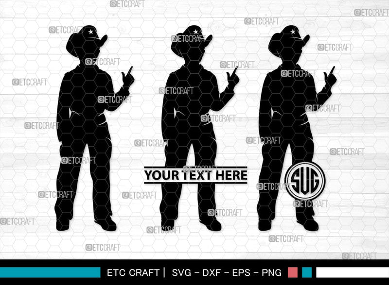 Little Cowboy Monogram, Little Cowboy Silhouette, Little Cowboy SVG ...