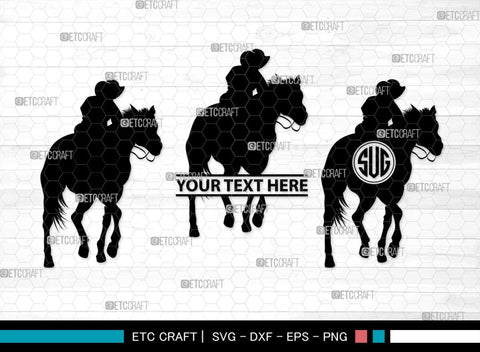 Little Cowboy Monogram, Little Cowboy Silhouette, Little Cowboy SVG, Rodeo Horse Svg, Cowboy Svg, Western Svg, SB00193 SVG ETC Craft 