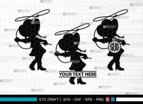 Little Cowgirl Monogram, Little Cowgirl Silhouette, Little Cowgirl SVG, Rodeo Horse Svg, Cowgirl Svg, SB00376 SVG ETC Craft 