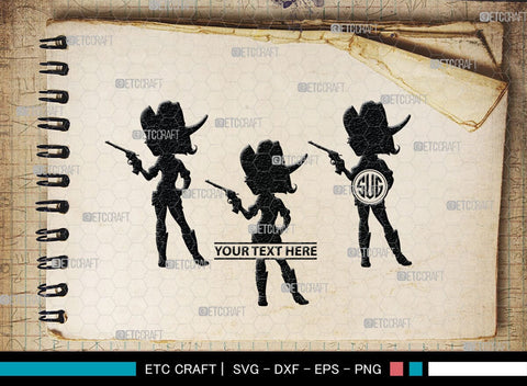 Little Cowgirl Monogram, Little Cowgirl Silhouette, Little Cowgirl SVG, Rodeo Horse Svg, Cowgirl Svg, SB00376 SVG ETC Craft 