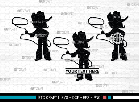 Little Cowgirl Monogram, Little Cowgirl Silhouette, Little Cowgirl SVG, Rodeo Horse Svg, Cowgirl Svg, SB00376 SVG ETC Craft 