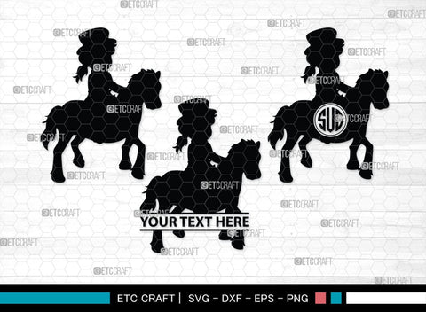 Little Cowgirl Monogram, Little Cowgirl Silhouette, Little Cowgirl SVG, Rodeo Horse Svg, Cowgirl Svg, SB00376 SVG ETC Craft 