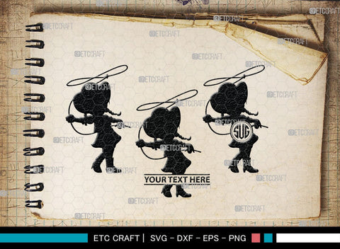 Little Cowgirl Monogram, Little Cowgirl Silhouette, Little Cowgirl SVG, Rodeo Horse Svg, Cowgirl Svg, SB00376 SVG ETC Craft 