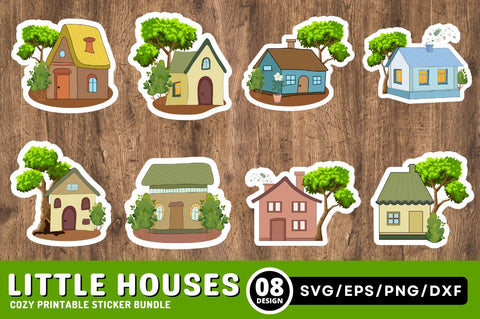 Little Cozy Houses Sticker Svg Bundle SVG Regulrcrative 