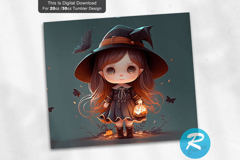 Little Cute Witch Halloween 20 oz / 30 oz Tumbler PNG Sublimation Regulrcrative 