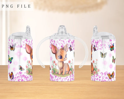 Little Deer Sippy Cup Wrap, 12oz Sippy Cup Sublimation Design, Fawn Sippy Cup PNG, Baby Deer Sippy Cup Wrap Sublimation HappyDesignStudio 