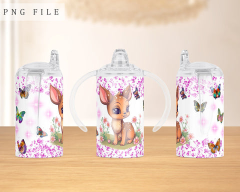 Little Deer Sippy Cup Wrap, 12oz Sippy Cup Sublimation Design, Fawn Sippy Cup PNG, Baby Deer Sippy Cup Wrap Sublimation HappyDesignStudio 