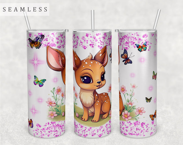 Little Deer Tumbler Wrap, 20oz Skinny Tumbler Sublimation Design, Cute Fawn Tumbler PNG Sublimation HappyDesignStudio 