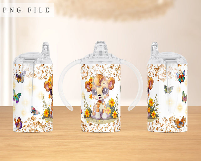 Little Giraffe Sippy Cup Wrap, 12oz Sippy Cup Sublimation Design, Giraffe Cub Sippy Cup PNG Sublimation HappyDesignStudio 