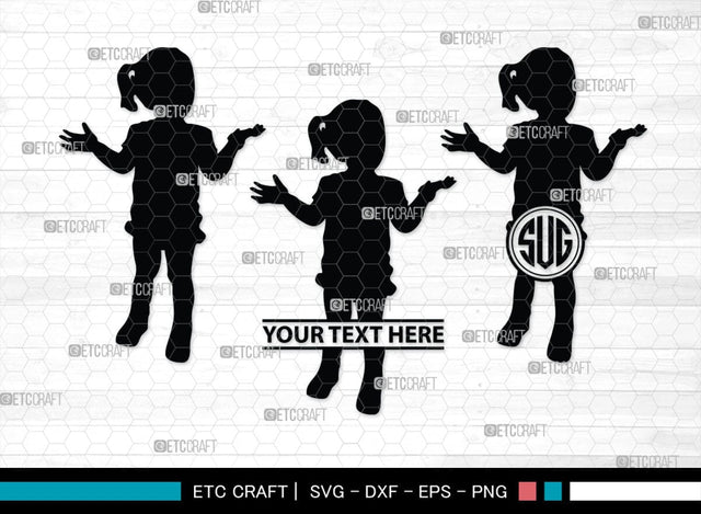 Little Girl Monogram, Little Girl Silhouette, Little Girl SVG, Child Girl Svg, Girl Svg, Kids Svg, SB00377 SVG ETC Craft 