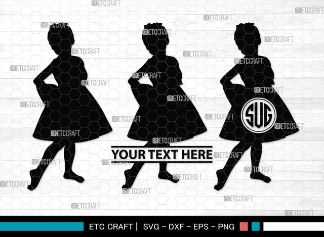 Little Girl Monogram, Little Girl Silhouette, Little Girl SVG, Child Girl Svg, Girl Svg, Kids Svg, SB00377 SVG ETC Craft 