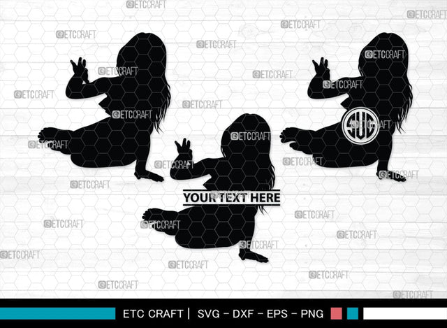 Little Girl Monogram, Little Girl Silhouette, Little Girl SVG, Child Girl Svg, Girl Svg, Kids Svg, SB00377 SVG ETC Craft 