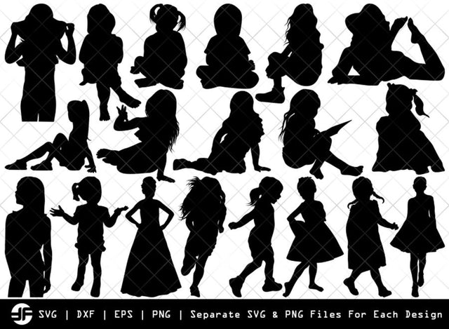 Little Girl SVG | Little Girl Silhouette Bundle | SVG Cut File SVG ETC Craft 