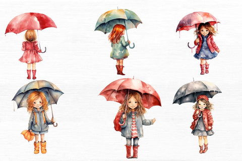 Little Girl with Umbrella Watercolor Sublimation Regulrcrative 