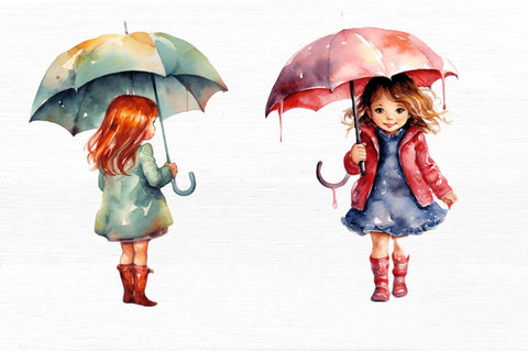 Little Girl with Umbrella Watercolor Sublimation Regulrcrative 