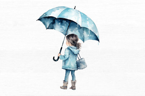 Little Girl with Umbrella Watercolor Sublimation Regulrcrative 