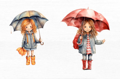 Little Girl with Umbrella Watercolor Sublimation Regulrcrative 