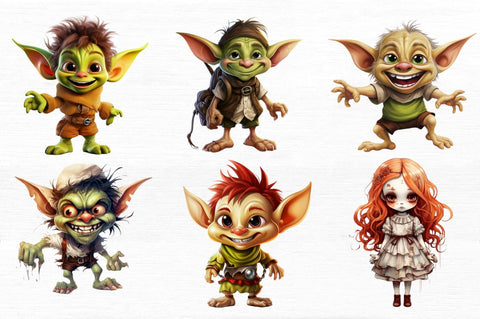 Little Goblin Clipart Bundle Sublimation Regulrcrative 