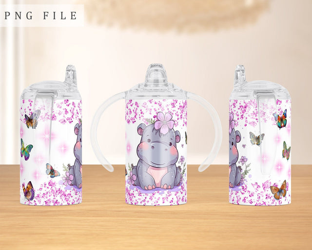 Little Hippo Sippy Cup Wrap, 12oz Sippy Cup Sublimation Design, Baby Hippo Sippy Cup PNG, Hippo Cub Sippy Cup Wrap Sublimation HappyDesignStudio 