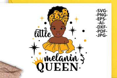 Little melanin queen Svg, Princess Svg, Afro baby girl Svg, Afro puff Svg, Afro baby Turban Head Wrap, Cute girl Svg, African American SVG 1uniqueminute 