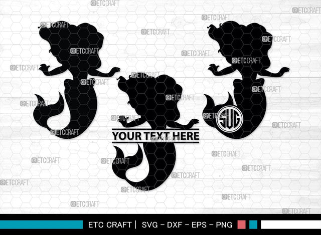 Little Mermaid Monogram, Little Mermaid Silhouette, Little Mermaid SVG, Mermaid Svg, Sea Animal Svg, SB00378 SVG ETC Craft 