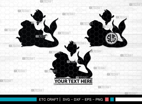 Little Mermaid Monogram, Little Mermaid Silhouette, Little Mermaid SVG, Mermaid Svg, Sea Animal Svg, SB00378 SVG ETC Craft 